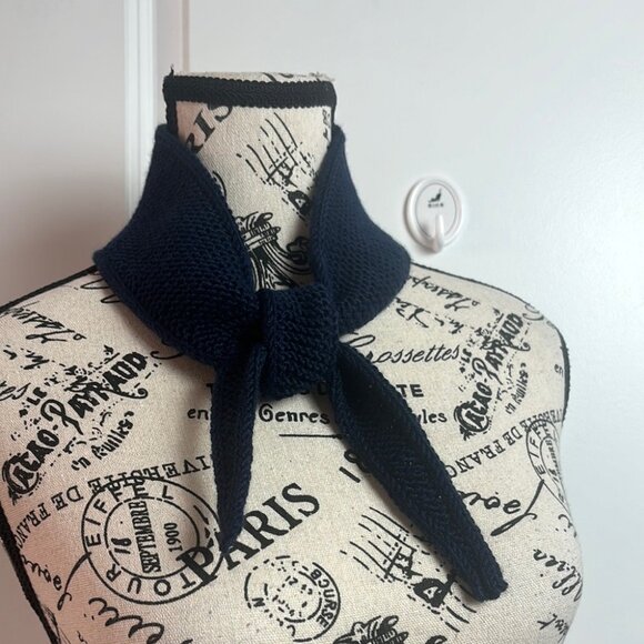 Handmade Navy Sophie Scarf – CashMerino Yarn - 35” Inspired by PetitKnit Design - Picture 7 of 8